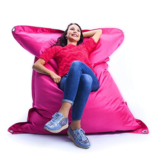 LIVEDECO - XXL Giant Pouf mit abnehmbarem Bezug, Außenbereich, Outdoor, Garten, Terrasse, Pink BiG52 Iron RAW von LIVEDECO