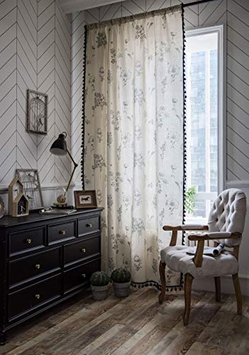 LIVEINU 2er Set Gardinen Transparent mit Kräuselband Leinen Optik, Doppelpack Vorhang Stores Voile Fensterschal Dekoschal 150x260cm Blumen LIVEINU 2er Set Gardinen Transparent mit Kräuselband Leinen Optik, Doppelpack Vorhang Stores Voile Fensterschal Dekoschal 150x260cm Blumen von LIVEINU