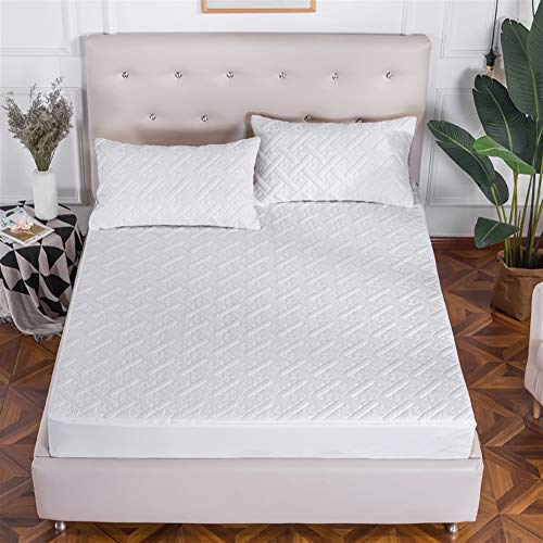 LIVEINU 360 Grad Rundumschutz Matratzenschoner mit Zweiseitigem Reißverschluss Gesteppt Anti-Allergisch Unterbetten Maschinenwaschbar Matratzenauflage Weiß 180x200x25cm von LIVEINU