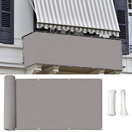 LIVEINU Balkonbespannung Balkon Sichtschutz Windschutz Sichtblende UV-Schutz Witterungsbeständig Gartensichtschutz UV 75% HDPE-Spezialgewebe Balkonverkleidung 80x180cm Grau von LIVEINU