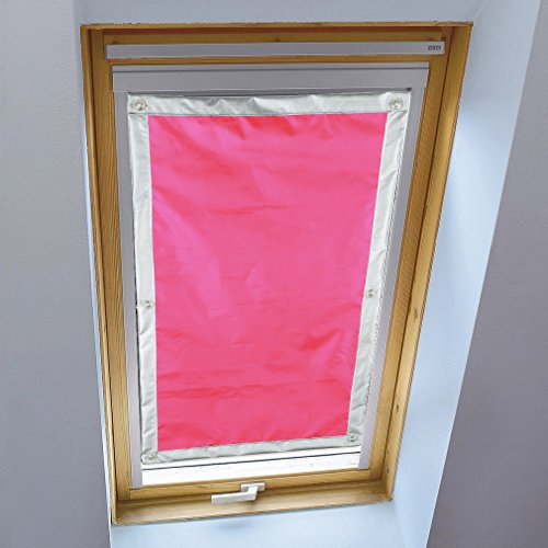 LIVEINU Dachfensterrollo für Dachfenster Verdunkelungsrollo Sonnenschutzrollo UV Schutz Thermo Rollo mit Saugnäpfe Ohne Bohren 100% Blickdicht Rosa 96 x 120 cm von LIVEINU