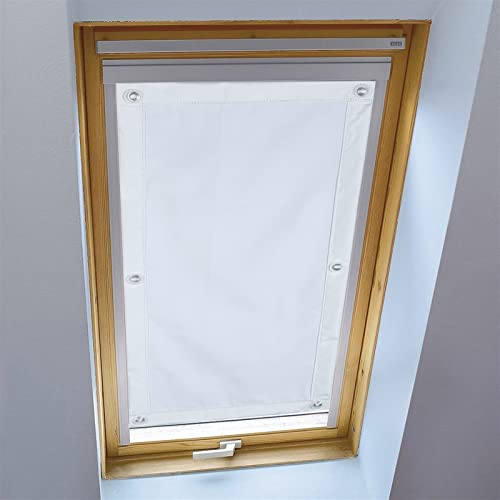 LIVEINU Dachfensterrollo für Dachfenster Verdunkelungsrollo Sonnenschutzrollo UV Schutz Thermo Rollo mit Saugnäpfe Ohne Bohren 100% Blickdicht für Reisen Autos 76x115cm Weiß von LIVEINU