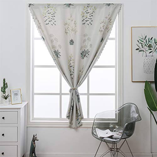 LIVEINU Gardinen Verdunkelungsvorhang Blickdicht Eleganter Vorhänge Gardinen mit Klettverschluss Ohne Bohren für Schlafzimmer Wohnzimmer 80x130cm Blume Beige von LIVEINU