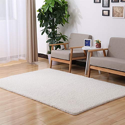 LIVEINU Hochflor Shaggy Teppich für Wohnzimmer Langflor Pflegeleicht Rechteck Teppich Hochwertig Hohe Fadendichte Wasser Absorbierend Badezimmerteppich Für Wohnzimmer Weiß 50x80cm von LIVEINU