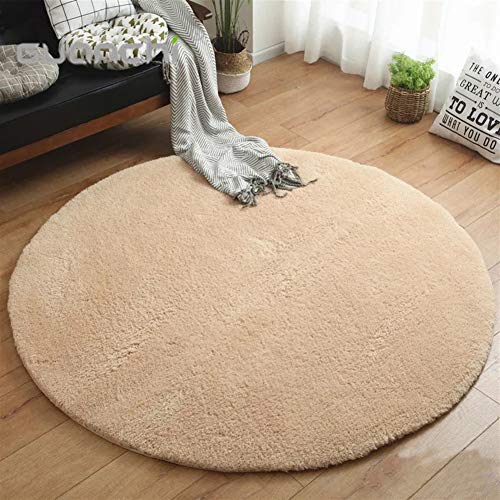 LIVEINU Hochflor Shaggy Teppich für Wohnzimmer Langflor Pflegeleicht Rund Teppich Hochwertig Hohe Fadendichte Wasser Absorbierend Badezimmerteppich Für Wohnzimmer Kamel Ø 120 cm von LIVEINU