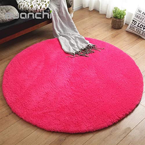 LIVEINU Hochflor Shaggy Teppich für Wohnzimmer Langflor Pflegeleicht Rund Teppich Hochwertig Hohe Fadendichte Wasser Absorbierend Badezimmerteppich Für Wohnzimmer Rosa Rot Ø 60 cm von LIVEINU