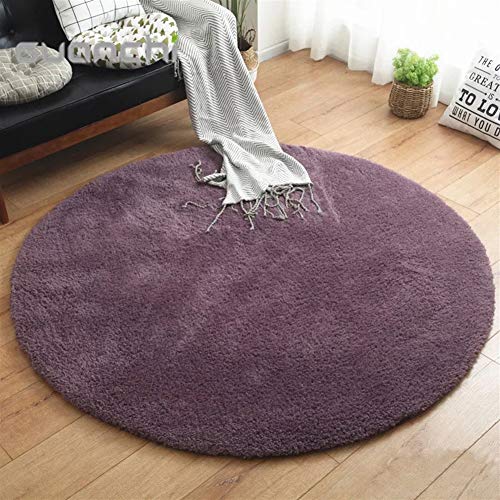 LIVEINU Hochflor Shaggy Teppich für Wohnzimmer Langflor Pflegeleicht Rund Teppich Hochwertig Hohe Fadendichte Wasser Absorbierend Badezimmerteppich Für Wohnzimmer Violett Ø 100 cm von LIVEINU