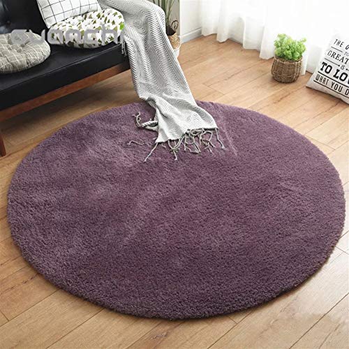 LIVEINU Hochflor Shaggy Teppich für Wohnzimmer Langflor Pflegeleicht Rund Teppich Hochwertig Hohe Fadendichte Wasser Absorbierend Badezimmerteppich Für Wohnzimmer Violett Ø 160 cm von LIVEINU