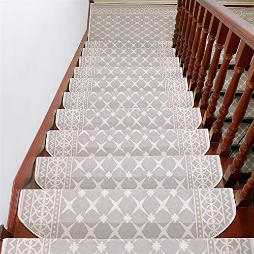 LIVEINU Moderner Stil Selbstklebend Stufenmatten Treppen Teppich Halbrund Waschbar Starke Befestigung Anthrazit Treppen-Matten 24x65cm (15 Stück) Beige von LIVEINU
