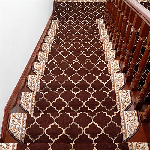 LIVEINU Moderner Stil Selbstklebend Stufenmatten Treppen Teppich Halbrund Waschbar Starke Befestigung Anthrazit Treppen-Matten 24x65cm (3 Stück) Kaffee von LIVEINU