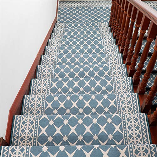 LIVEINU Moderner Stil Selbstklebend Stufenmatten Treppen Teppich Waschbar Starke Befestigung Anthrazit Treppen-Matten 26x75cm (1 Stück) Blau Rechteck von LIVEINU