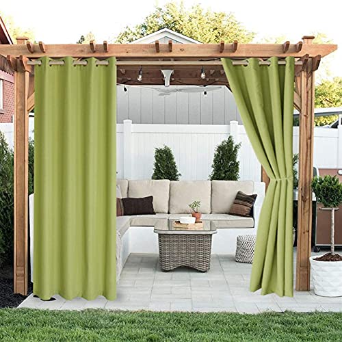 LIVEINU Outdoor Vorhänge Aussenvorhang Garten Verdunkelung Outdoor Gardinen Blickdicht Winddicht Wasserabweisend Sichtschutz Sonnenschutz UVschutz 1 Stück | 120x150cm(B x H) Grün von LIVEINU