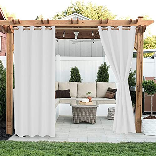 LIVEINU Outdoor Vorhänge Aussenvorhang Garten Verdunkelung Outdoor Gardinen Blickdicht Winddicht Wasserabweisend Sichtschutz Sonnenschutz UVschutz 1 Stück | 150x166cm(B x H) Weiß von LIVEINU