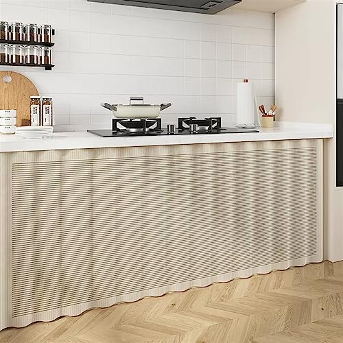 LIVEINU Schrankvorhänge für Küche, Kleiderschrank, Badezimmer, Privatsphäre Gardine, Staubdichter Vorhang für Regale, hängende Tür, Japanische Noren Selbstklebend, Beige 4, 100x70cm von LIVEINU