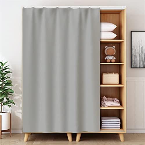 LIVEINU Schrankvorhänge für Küche, Kleiderschrank, Badezimmer, Staubdichter Vorhang für Regale, Wandpaneele, hängende Tür, Japanische Noren, Klettband Selbstklebend 130x180cm Hellgrau von LIVEINU