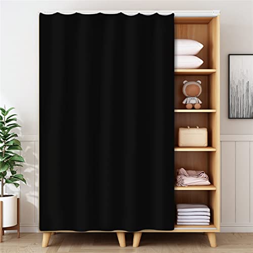 LIVEINU Schrankvorhänge für Küche, Kleiderschrank, Badezimmer, Staubdichter Vorhang für Regale, Wandpaneele, hängende Tür, Japanische Noren, Klettband Selbstklebend 80x140cm Schwarz von LIVEINU