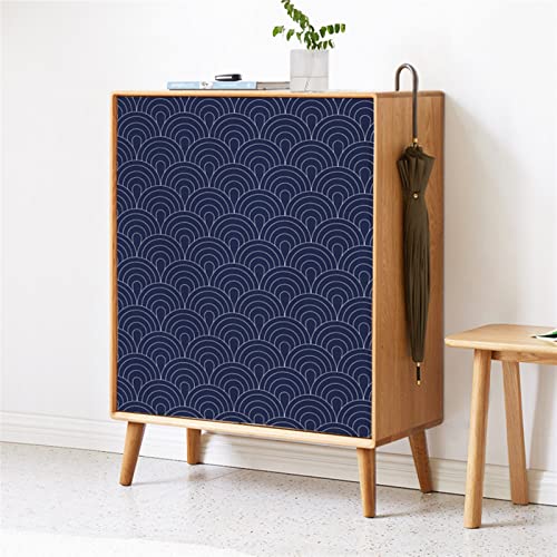 LIVEINU Schrankvorhänge für Küche, Kleiderschrank, Badezimmer, Staubdichter Vorhang für Regale, Wandpaneele, hängende Tür, Japanische Noren, Klettverschluss 35cm B x 65cm H Geometrisches Blau von LIVEINU