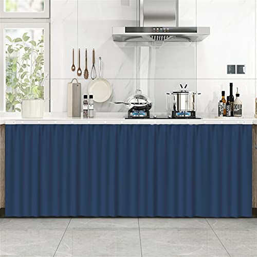 LIVEINU Schrankvorhänge für Küche, Kleiderschrank, Badezimmer, Staubdichter Vorhang für Regale, Wandpaneele, hängende Tür, Japanische Noren Selbstklebend 100x100cm Navy blau von LIVEINU