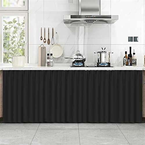 LIVEINU Schrankvorhänge für Küche, Kleiderschrank, Badezimmer, Staubdichter Vorhang für Regale, Wandpaneele, hängende Tür, Japanische Noren Selbstklebend 100x100cm Schwarz von LIVEINU