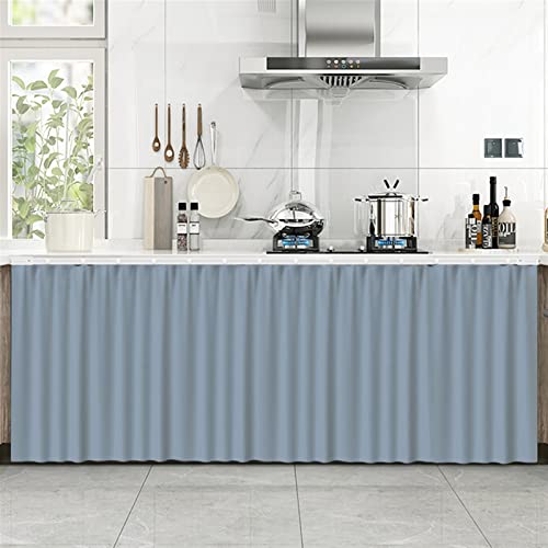 LIVEINU Schrankvorhänge für Küche, Kleiderschrank, Badezimmer, Staubdichter Vorhang für Regale, Wandpaneele, hängende Tür, Japanische Noren Selbstklebend 60x80cm Grau Blau von LIVEINU