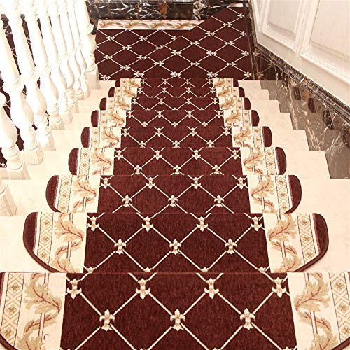 LIVEINU Selbstklebend Stufenmatten Treppen Teppich Halbrund Waschbar Starke Befestigung Anthrazit Klassisch Treppen-Matten 24x65cm (15 Stück) Kaffee 3 von LIVEINU