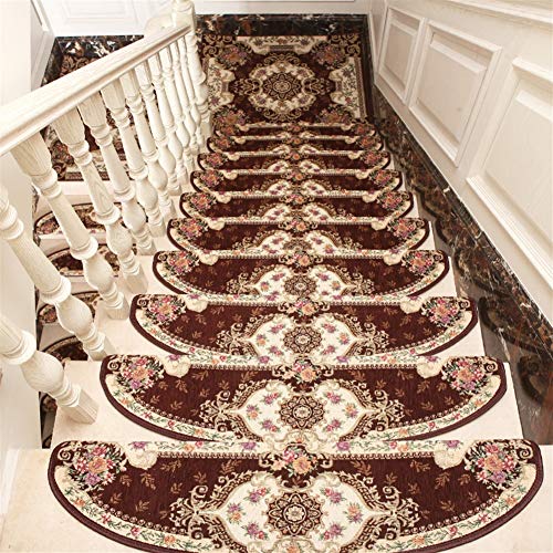 LIVEINU Selbstklebend Stufenmatten Treppen Teppich Halbrund Waschbar Starke Befestigung Anthrazit Klassisch Treppen-Matten 24x75cm (15 Stück) Kaffee von LIVEINU