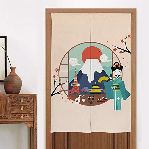 LIVEINU Tür Vorhang Modern Leinen Vorhang Japanische Noren Panels Für Schlafzimmer Tür Vorhang mit Teleskopstange 85x150cm Style 7 LIVEINU Tür Vorhang Modern Leinen Vorhang Japanische Noren Panels Für Schlafzimmer Tür Vorhang mit Teleskopstange 85x150cm Style 7 von LIVEINU