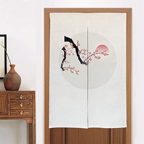 LIVEINU Tür Vorhang Modern Leinen Vorhang Japanische Noren Panels Für Schlafzimmer Tür Vorhang mit Teleskopstange 85x170cm Style 23 von LIVEINU
