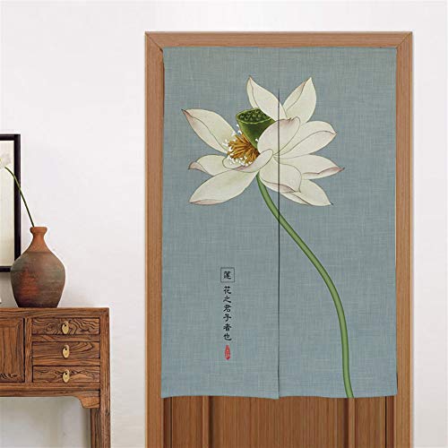 LIVEINU Tür Vorhang in Chinesisches Gemälde Leinen Vorhang Japanische Noren Panels Für Schlafzimmer Tür Vorhang mit Teleskopstange 85x170cm Style 7 von LIVEINU