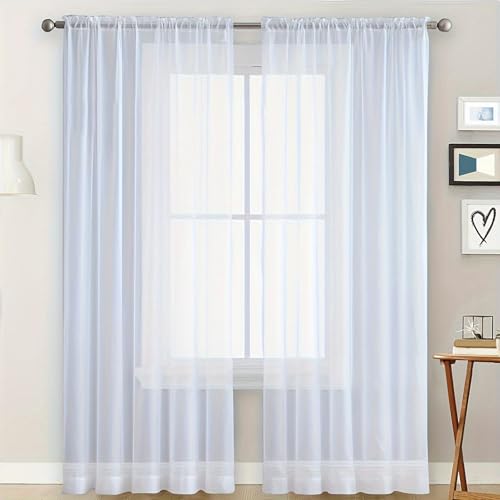 LIVEINU Voile Vorhang halbtransparent Gardine aus Voile Polyester Stangendurchzug Wohnzimmer Luftig Dekoschal für Schlafzimmer, 1er Set, Weiß LIVEINU Voile Vorhang halbtransparent Gardine aus Voile Polyester Stangendurchzug Wohnzimmer Luftig Dekoschal für Schlafzimmer, 1er Set, Weiß von LIVEINU