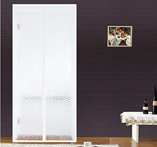 Liveinu Wärmeschutzvorhang Magnet Thermo Türvorhang Fliegengitter Panel-Isolierung Thermovorhang Wasserdicht Winddicht Klimaanlage Fliegenvorhang für Balkontür Wohnzimmer 80x200cm Weiß von LIVEINU