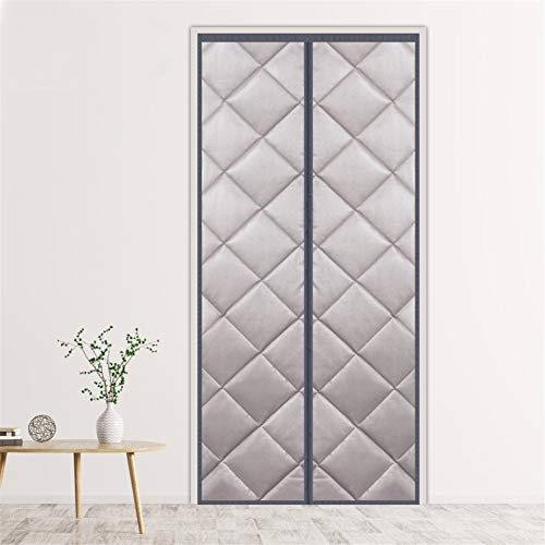 LIVEINU Wärmeschutzvorhang Magnet Thermo Türvorhang Isolier Schutz Panel-Isolierung Thermovorhang Verdunklungsgardine Wasserdicht Winddicht Geräuschisolierung für Balkontür 100x220cm PU Leder Grau von LIVEINU