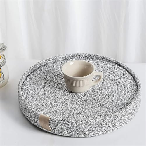 Liveinu 5 Stück Topfuntersetzer Set Untersetzer Baumwolle Matte Heißer Topf Halter Topflappen, Geflochtene Untersetzer Topf Heiß Pads Löffelablage zum Kochen in Küche, Grau 2, 33cm von LIVEINU