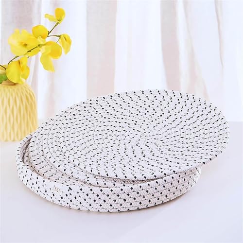 Liveinu 5 Stück Topfuntersetzer Set Untersetzer Baumwolle Matte Heißer Topf Halter Topflappen, Geflochtene Untersetzer Topf Heiß Pads Löffelablage zum Kochen in Küche, Weiße Schwarze Flecken, 33cm von LIVEINU