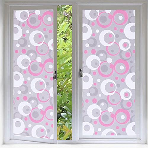 Liveinu Fensterfolie Blickdicht Sichtschutzfolie Fenster Selbsthaftend, Milchglasfolie Statisch Haftend ohne Klebstoff Folie Fenster Sichtschutz Anti UV für Zuhause Büro, rosa Blasen, 50x200cm von LIVEINU