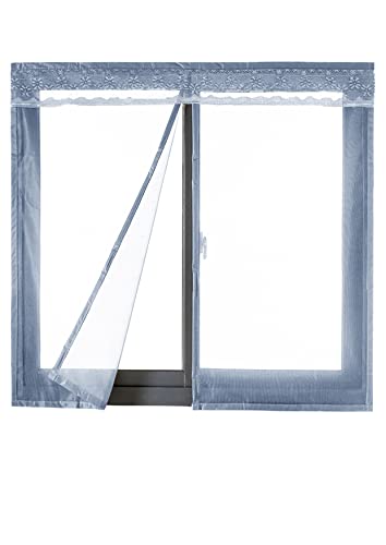 Liveinu Magnet Fliegengitter Tür Fenster Insektenschutz mit Klettband Fassung Moskitonetz Fliegenvorhang für Balkontür Schiebefenster Schiebetür Terrassentür Klebmontage Ohne Bohren 100x120cm Grau von LIVEINU