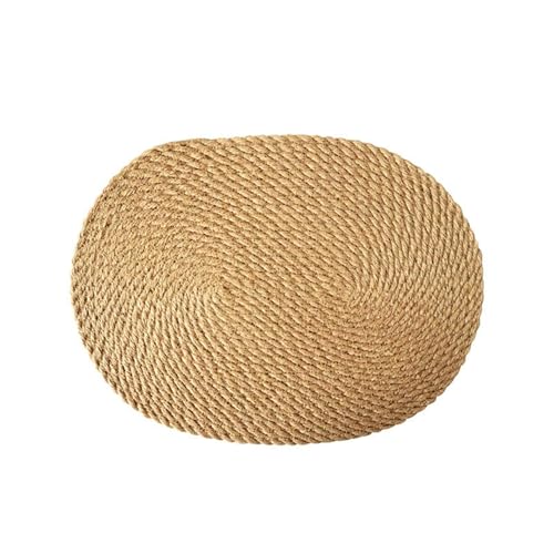 Liveinu Topfuntersetzer, Untersetzer Jute Matte Isolierte Platzset Runde Geflochtene Untersetzer Heißer Topf Halter Tischsets, Khaki, 30x40cm von LIVEINU