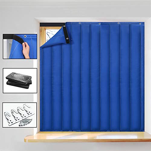 Liveinu Wärmeschutzvorhang Für Fenster Ohne Bohren Thermo Türvorhang Isolier Schutz Panel-Isolierung mit Klettband Thermovorhang Verdunklungsgardine Wasserdicht Winddicht 100x120cm Blau von LIVEINU