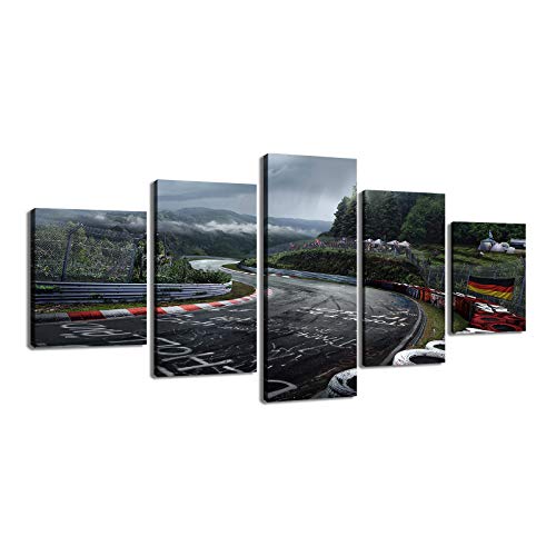 LIVELJ Poster,5 Teilig Leinwand stück Kunstdruck Leinwandbild modern Wand Aufhängen Dekoration Bild Abstrakt Design HD Panel Home Poster/Rallye Nürburgring/Rahmenlos von LIVELJ