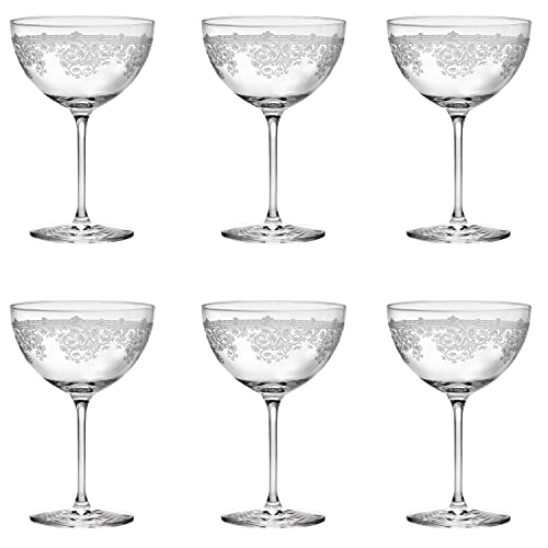 LIVELLARA MILANO Champagnerbecher 350 ml Glas, 6 Stück, Rokoko-Stil, Kollektion: Louis XV von Livellara MILANO