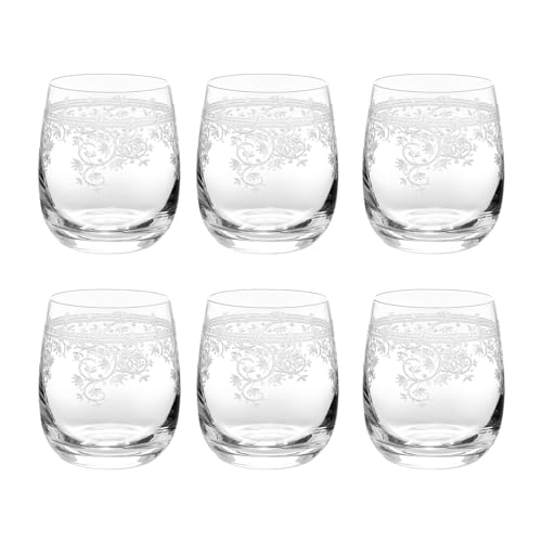 Livellara MILANO Tumbler 250 ml Glas, 6er-Set, bunte und detailreiche Wasserbecher, Rokoko-Stil, Kollektion: Louis XV von Livellara MILANO