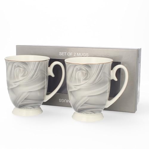 LIVELLO Set aus 2 Porzellantassen 350 ml mit Geschenkbox Kaffebecher Kaffe-Tasse Porzellan Pott Tee Küche Restaurant Tassen Becher Perfekt für Kaffee und Tee Weiß von LIVELLO