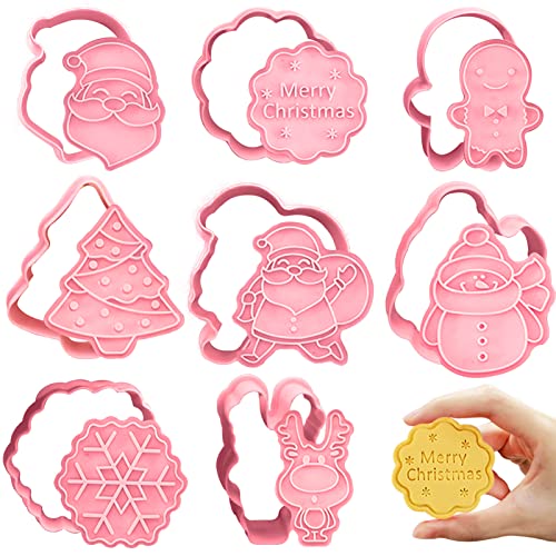 Ausstechförmchen Weihnachten,8 Stück Kunststoff Stempel Ausstechformen,Plätzchenformen für Kinder,Fondant Ausstechformen,Cookie Backen Form,Backen Küche Zubehör (A) von LIVESTN