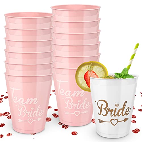 Bride Tribe Cups Party Braut Becher 1 Pcs Weiß Braut und 14 Pcs Pink Team Braut Dusche Becher ​Trinkbecher für Verlobungsfeier, Bridal Shower, Braut und Team Braut Tassen von LIVESTN