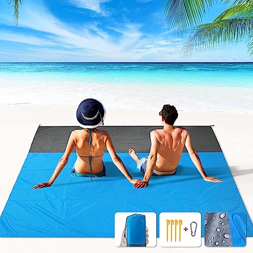 LIVESTN Stranddecke Sandfrei Super Groß 210 x 200 cm, Picknickdecke Strandmatte 4 Befestigung Ecken Sandabweisende Campingdecke, Sanddicht, Wasserdicht, Für Picknick, Strand, Campen, Reisen von LIVESTN