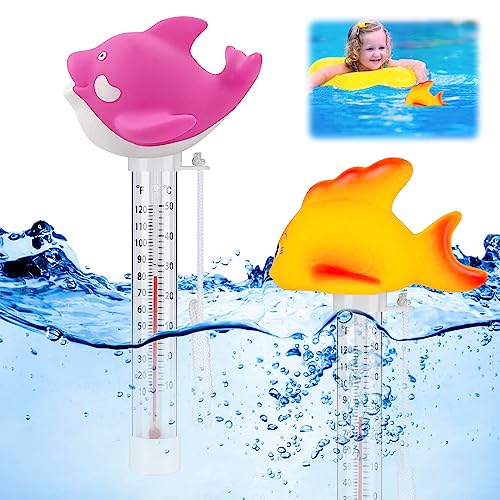 Schwimmende Pool Thermometer, 2 Stück Floating Pool Thermometer Wasser Temperatur Thermometer Bruchfest Wasserthermometer mit Schnur, Für Innen und Außen Pools, Aquarien, Fischteiche (D) von LIVESTN