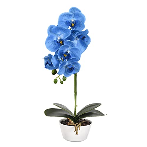 LIVILAN Blaue Blumen, künstliche Orchideen, Phalaenopsis-Orchidee mit Topf, blaue künstliche Blumen, künstliche Blumen für Heimdekoration, Küche, Party, Hotel, Tischdekoration, Blumenarrangements, von LIVILAN