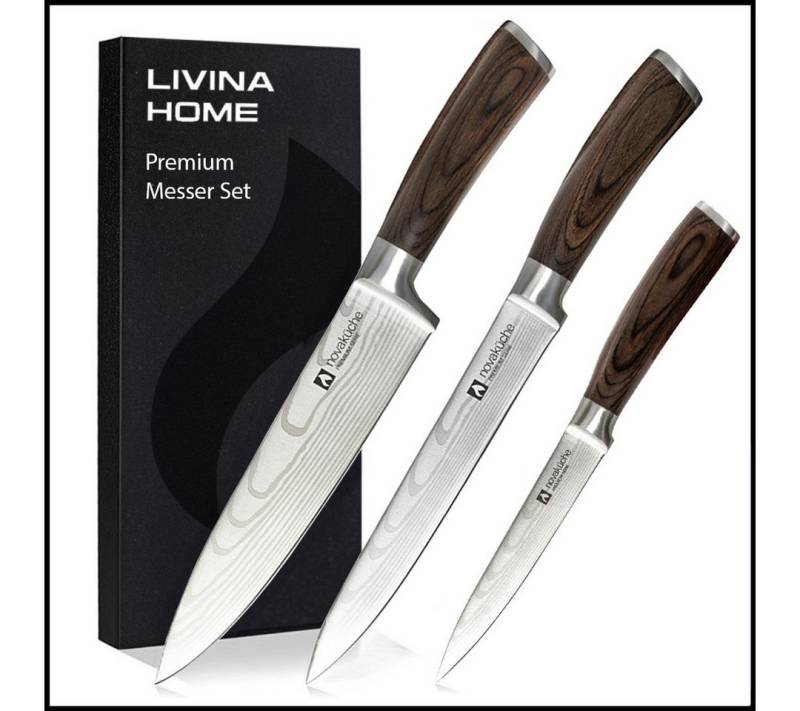 LIVINA HOME Allzweckmesser Kochmesser, Küchenmesser mit extrem scharfer 13cm Klinge, Universalmesser, Messer Echtholzgriff, Sommer Angebot! von LIVINA HOME