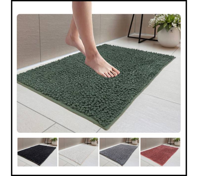 LIVINA HOME Badematte Badteppich rutschfeste Badematten, flauschiger und weicher Badteppich, rutschhemmend beschichtet, Chenillen Optik, trockene und schimmelresistente Badedecke, wasserabsorbierend, fußbodenheizungsgeeignet, schnell trocknend, Chenillen Optik, rechteckig von LIVINA HOME