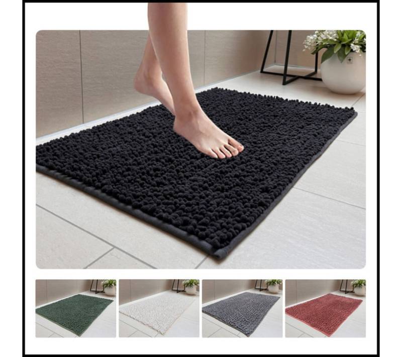 LIVINA HOME Badematte Badteppich rutschfeste Badematten, flauschiger und weicher Badteppich, rutschhemmend beschichtet, Chenillen Optik, trockene und schimmelresistente Badedecke, wasserabsorbierend, fußbodenheizungsgeeignet, schnell trocknend, Chenillen Optik, rechteckig von LIVINA HOME